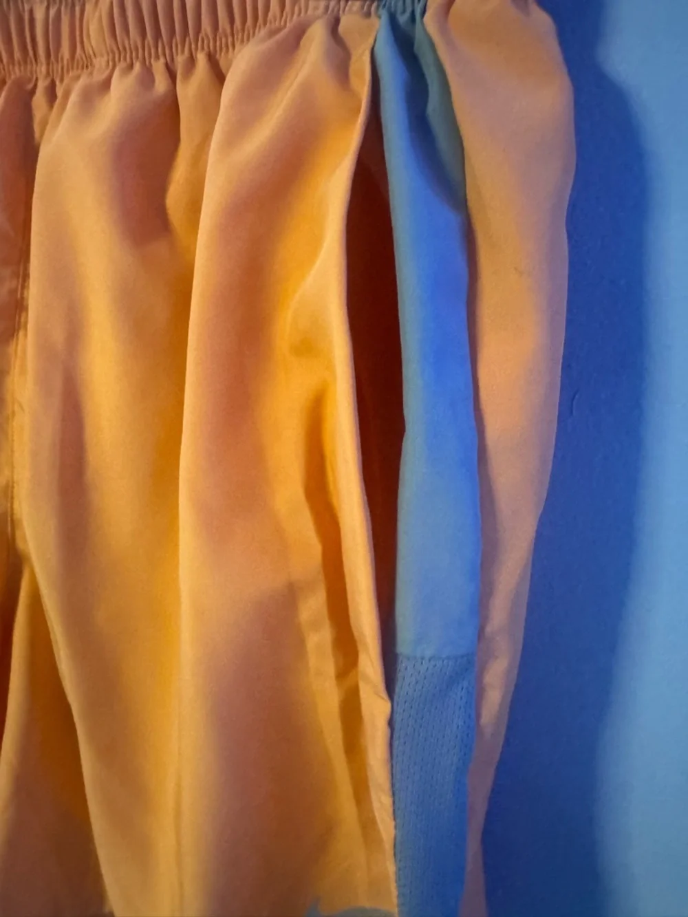 Nike Men’s Orange Athletic Shorts with Gray Contrast Panel Size Medium